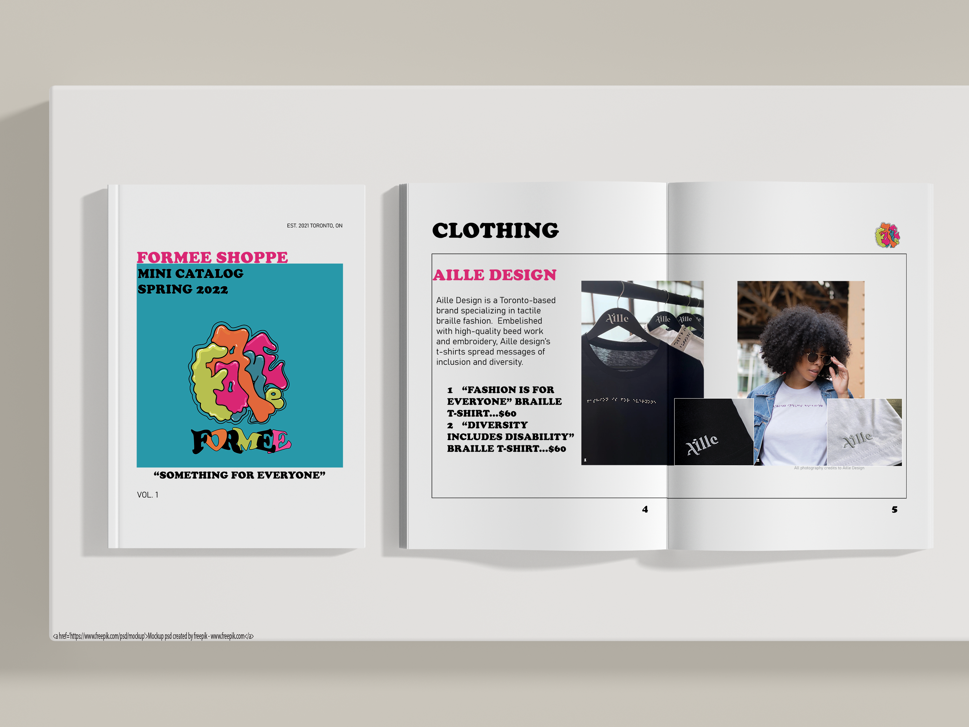 Formee Catalog Mock-up featuring Aille Design