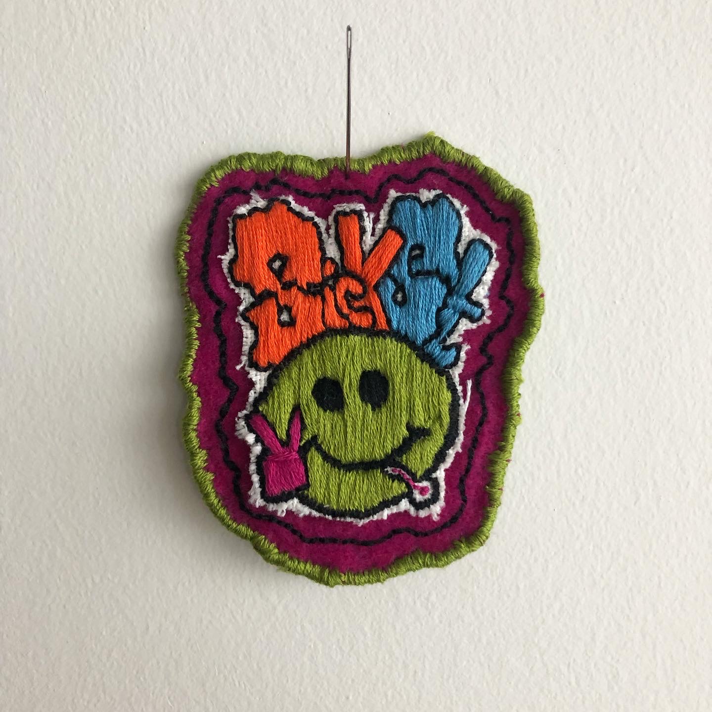 Sick St. Merchandise sample: The Patch. Hand Embroidered logo on felt.