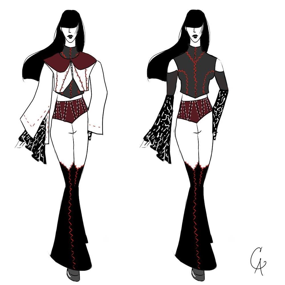 Digital Illustration of Look 1 from the Behind the Mirror Collection- Catoptria